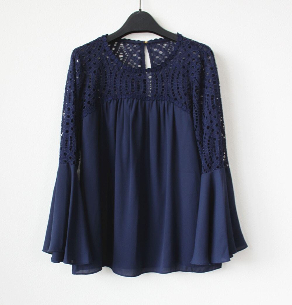 NWT Lilly Pulitzer Amenna Flounce Sleeve Top, True Navy, Size 0